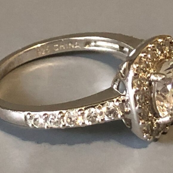 Sterling Silver PAJ CZ Cushion Cut Engagement Ring - Picture 2 of 4